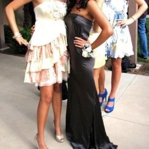 Steel grey strapless dress